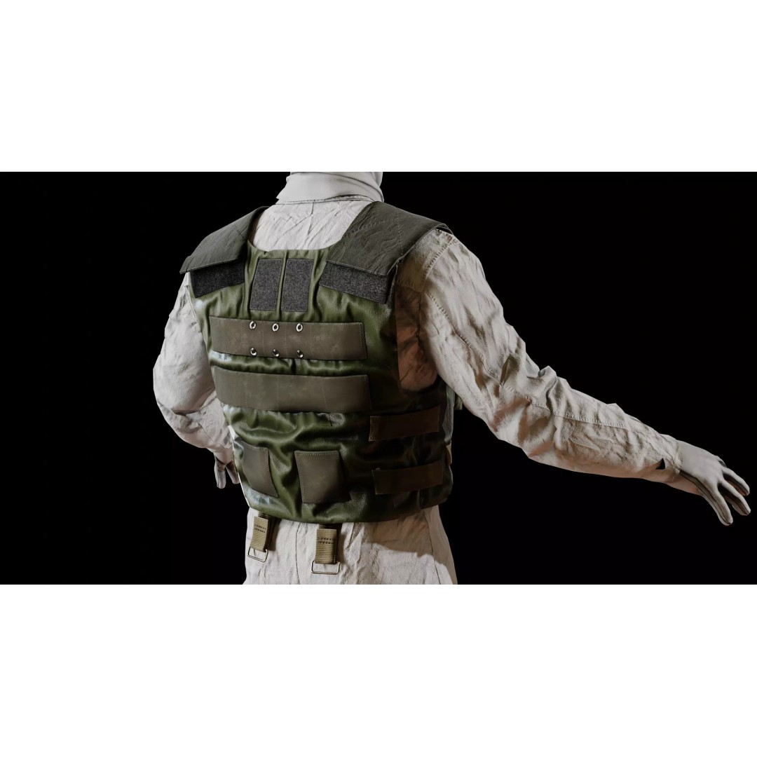 Tactical Body Armor Vest 3D Model – Low Poly Game Ready, FBX - View 8