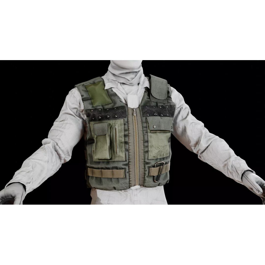 Tactical Body Armor Vest 3D Model – Low Poly Game Ready, FBX - View 9