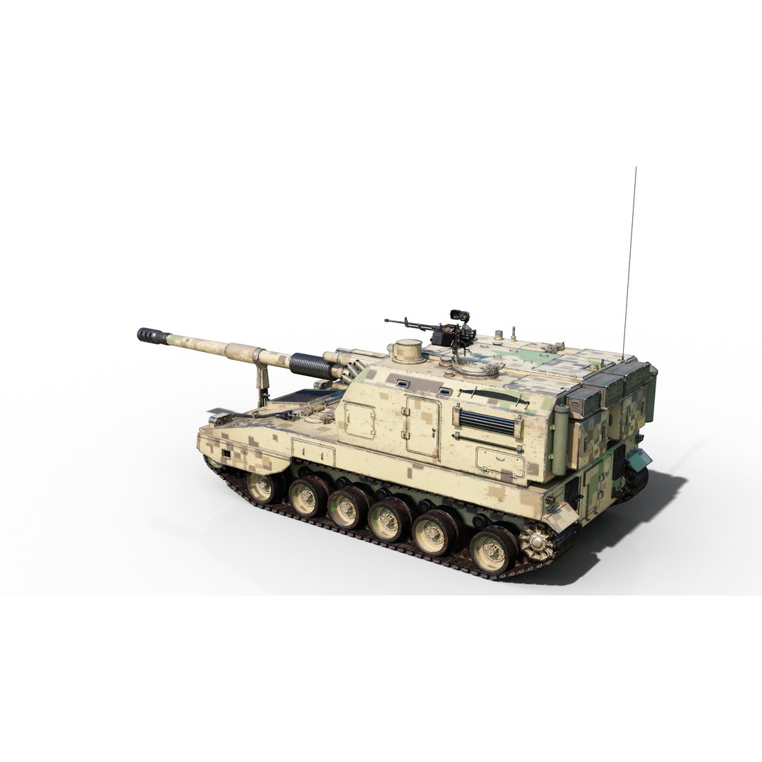 PLA Army PLZ05 155mm Self-Propelled Howitzer 3D Model – Low Poly PBR Game Asset, FBX - View 11