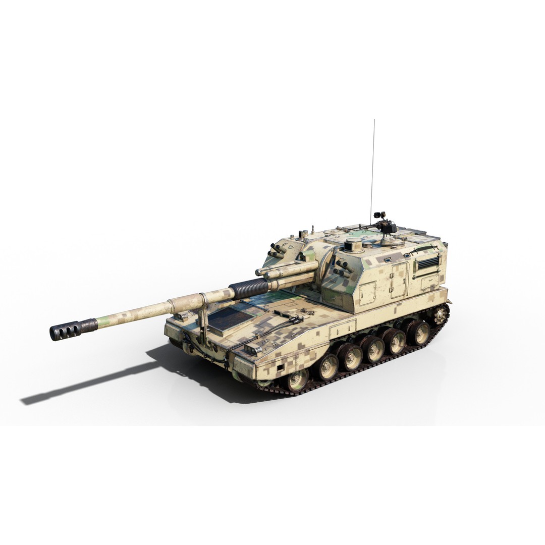 PLA Army PLZ05 155mm Self-Propelled Howitzer 3D Model – Low Poly PBR Game Asset, FBX - View 12