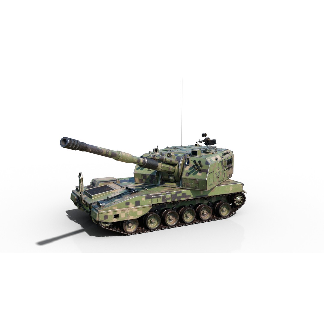 PLA Army PLZ05 155mm Self-Propelled Howitzer 3D Model – Low Poly PBR Game Asset, FBX - View 3