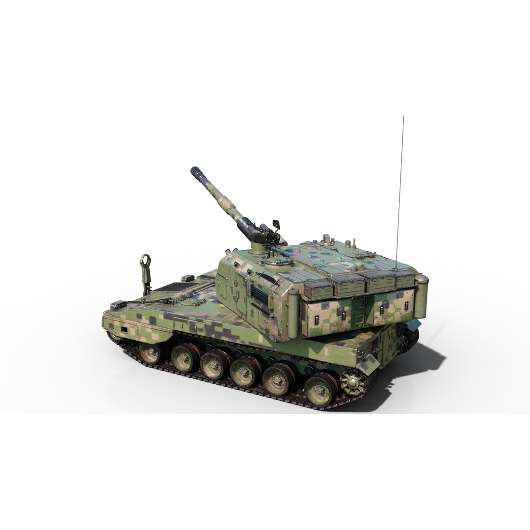 PLA Army PLZ05 155mm Self-Propelled Howitzer 3D Model – Low Poly PBR Game Asset, FBX - View 4