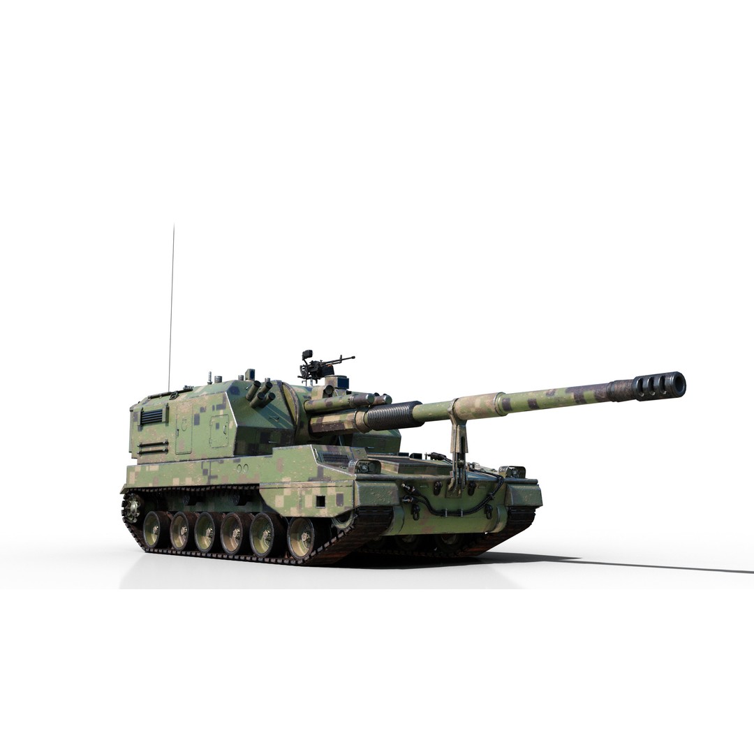 PLA Army PLZ05 155mm Self-Propelled Howitzer 3D Model – Low Poly PBR Game Asset, FBX - View 5
