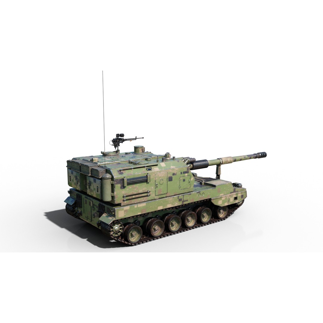 PLA Army PLZ05 155mm Self-Propelled Howitzer 3D Model – Low Poly PBR Game Asset, FBX - View 6