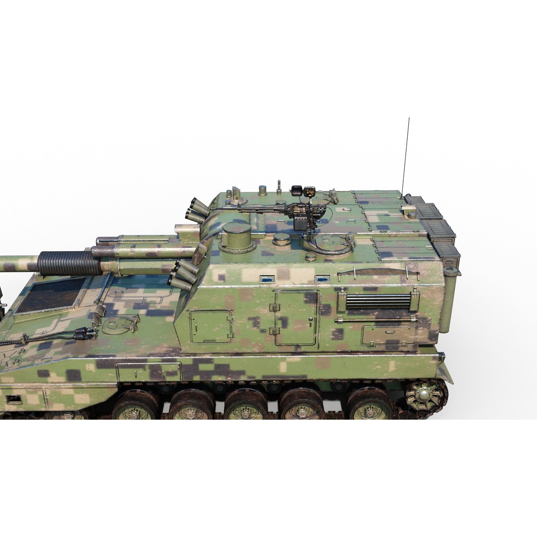 PLA Army PLZ05 155mm Self-Propelled Howitzer 3D Model – Low Poly PBR Game Asset, FBX - View 7