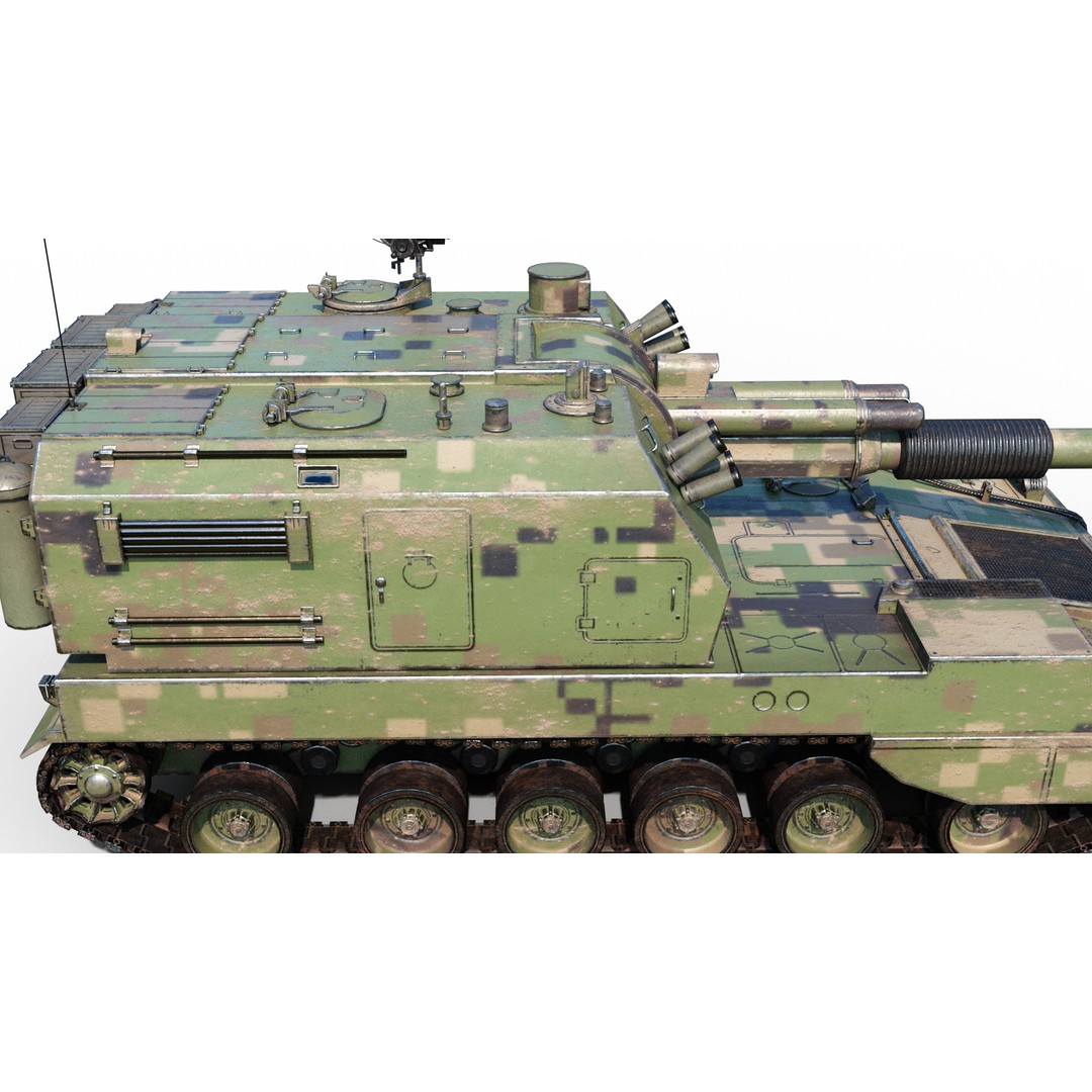 PLA Army PLZ05 155mm Self-Propelled Howitzer 3D Model – Low Poly PBR Game Asset, FBX - View 8