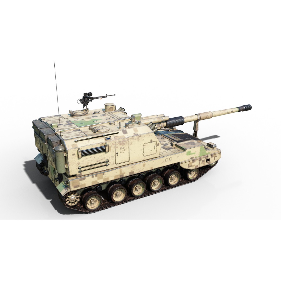 PLA Army PLZ05 155mm Self-Propelled Howitzer 3D Model – Low Poly PBR Game Asset, FBX - View 9