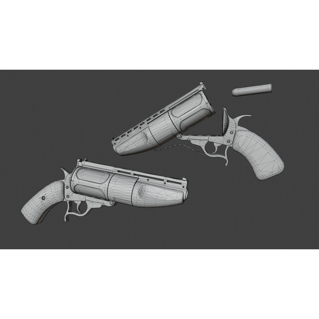 Ghoul Revolver 3D Model – Low Poly Game-Ready Pistol, FBX