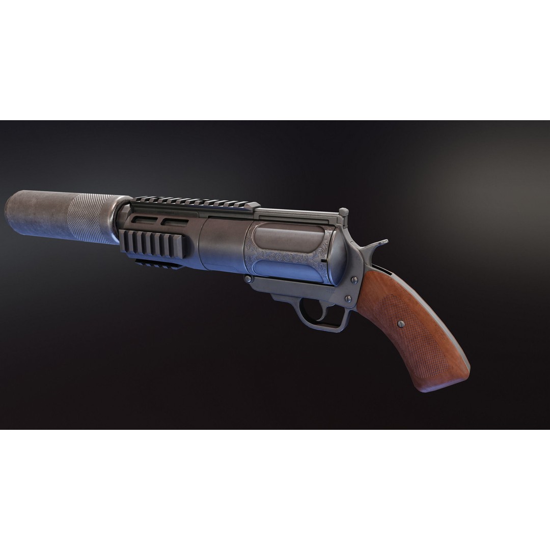 Ghoul Revolver 3D Model – Low Poly Game-Ready Pistol, FBX - View 10