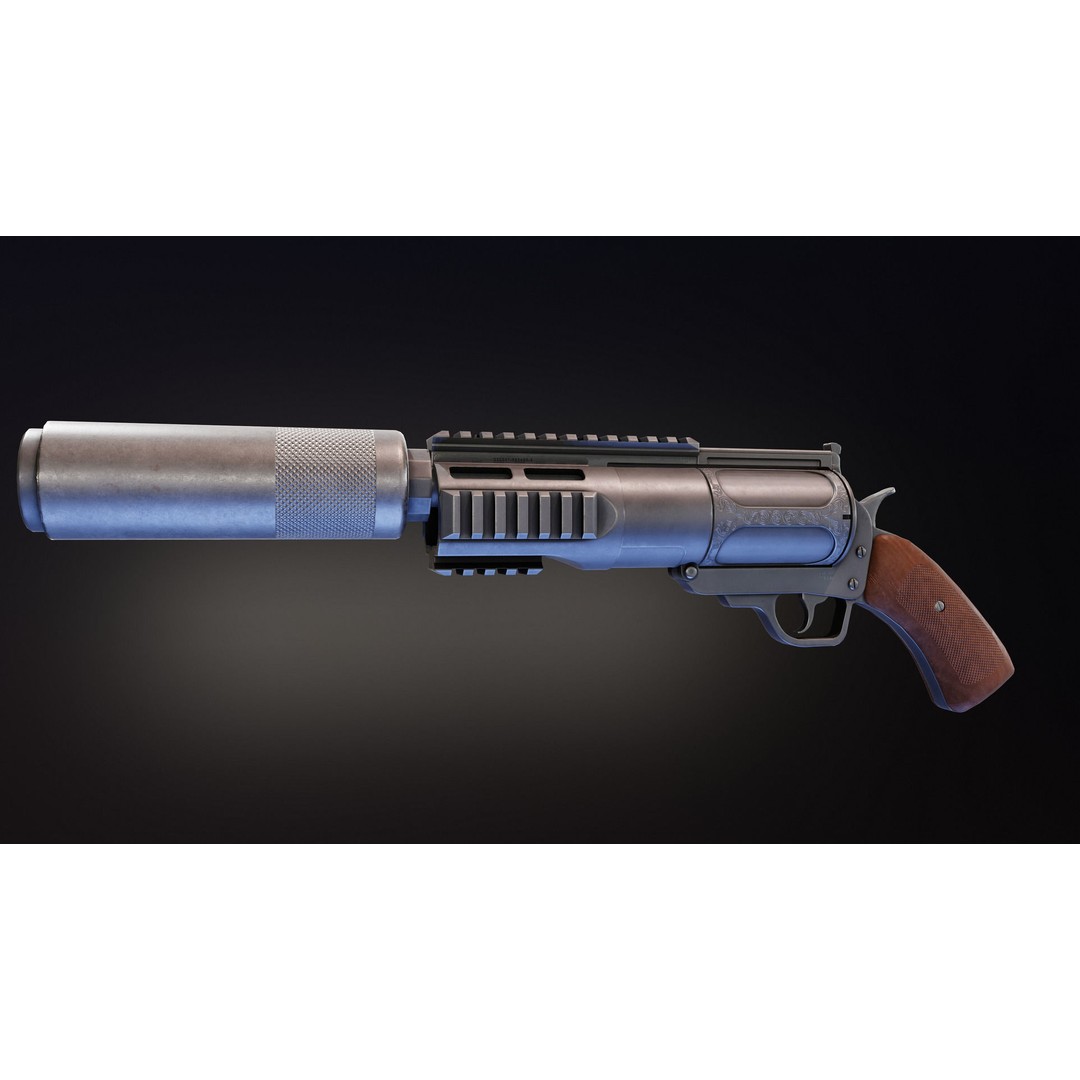 Ghoul Revolver 3D Model – Low Poly Game-Ready Pistol, FBX - View 11