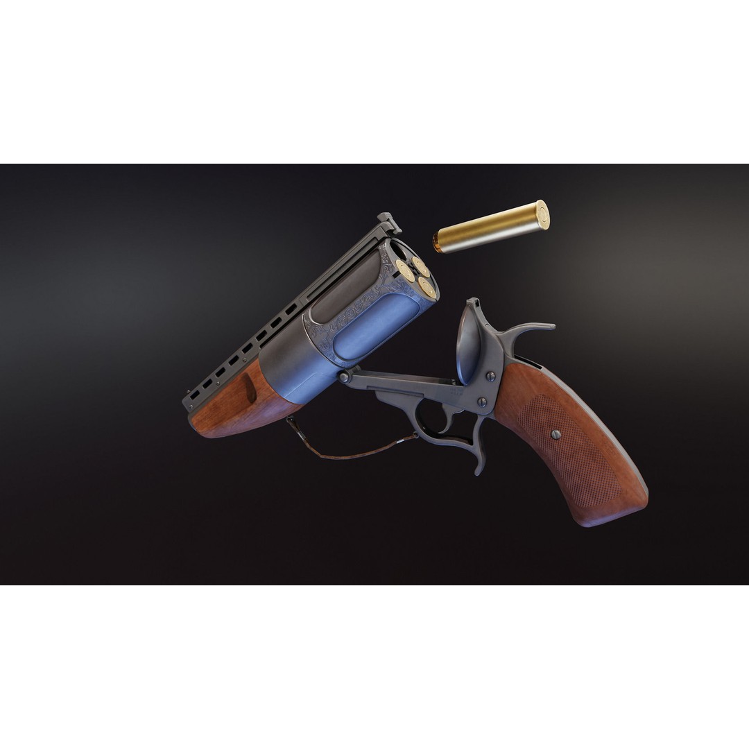 Ghoul Revolver 3D Model – Low Poly Game-Ready Pistol, FBX - View 12