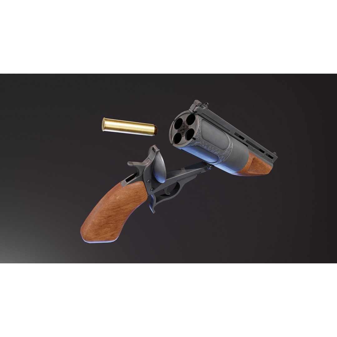 Ghoul Revolver 3D Model – Low Poly Game-Ready Pistol, FBX - View 13