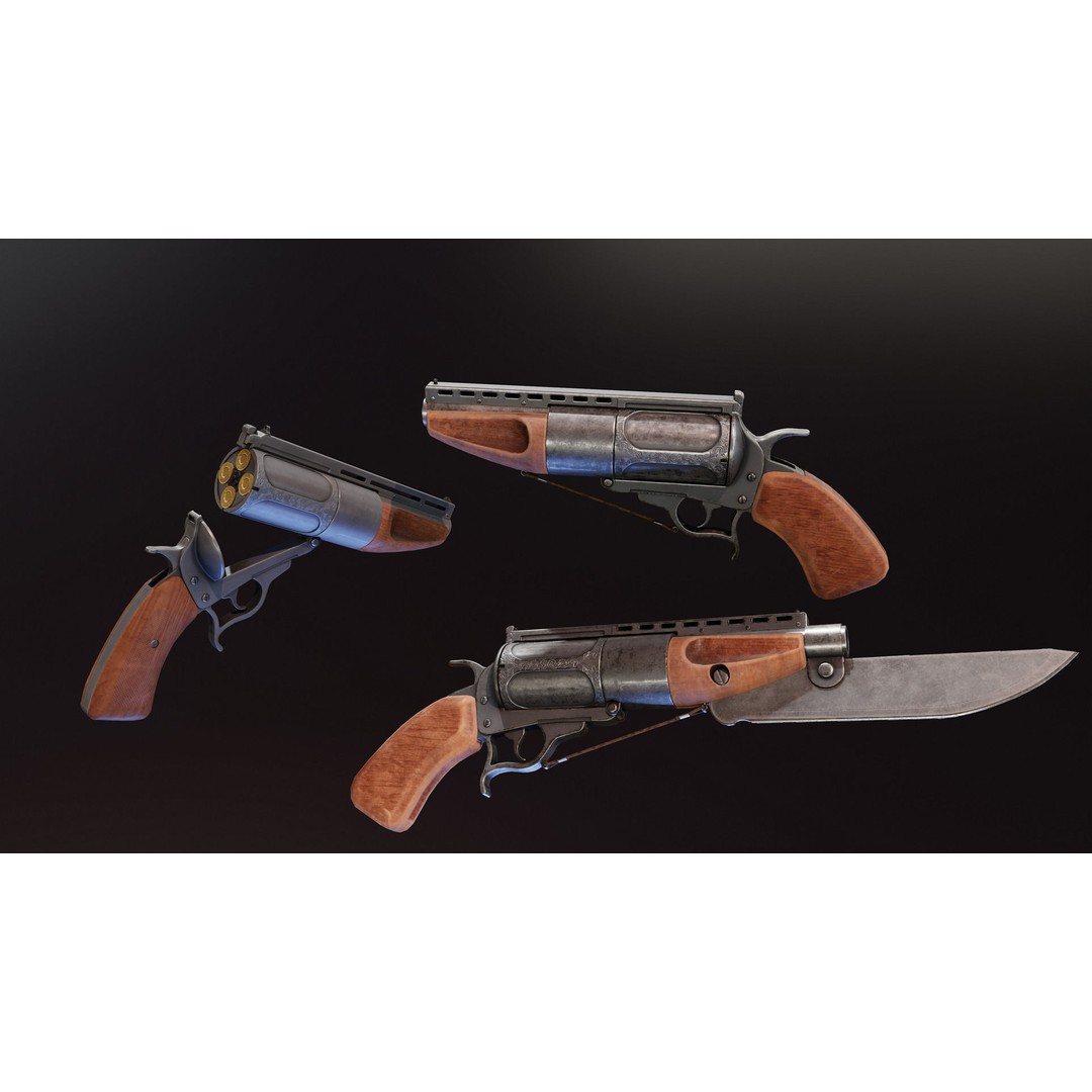 Ghoul Revolver 3D Model – Low Poly Game-Ready Pistol, FBX - View 14