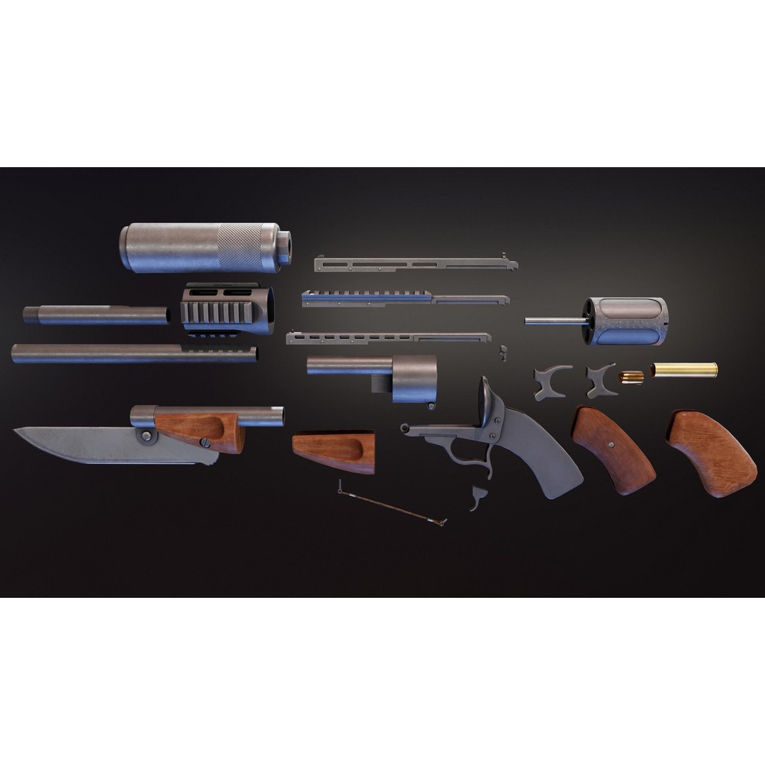 Ghoul Revolver 3D Model – Low Poly Game-Ready Pistol, FBX - View 15