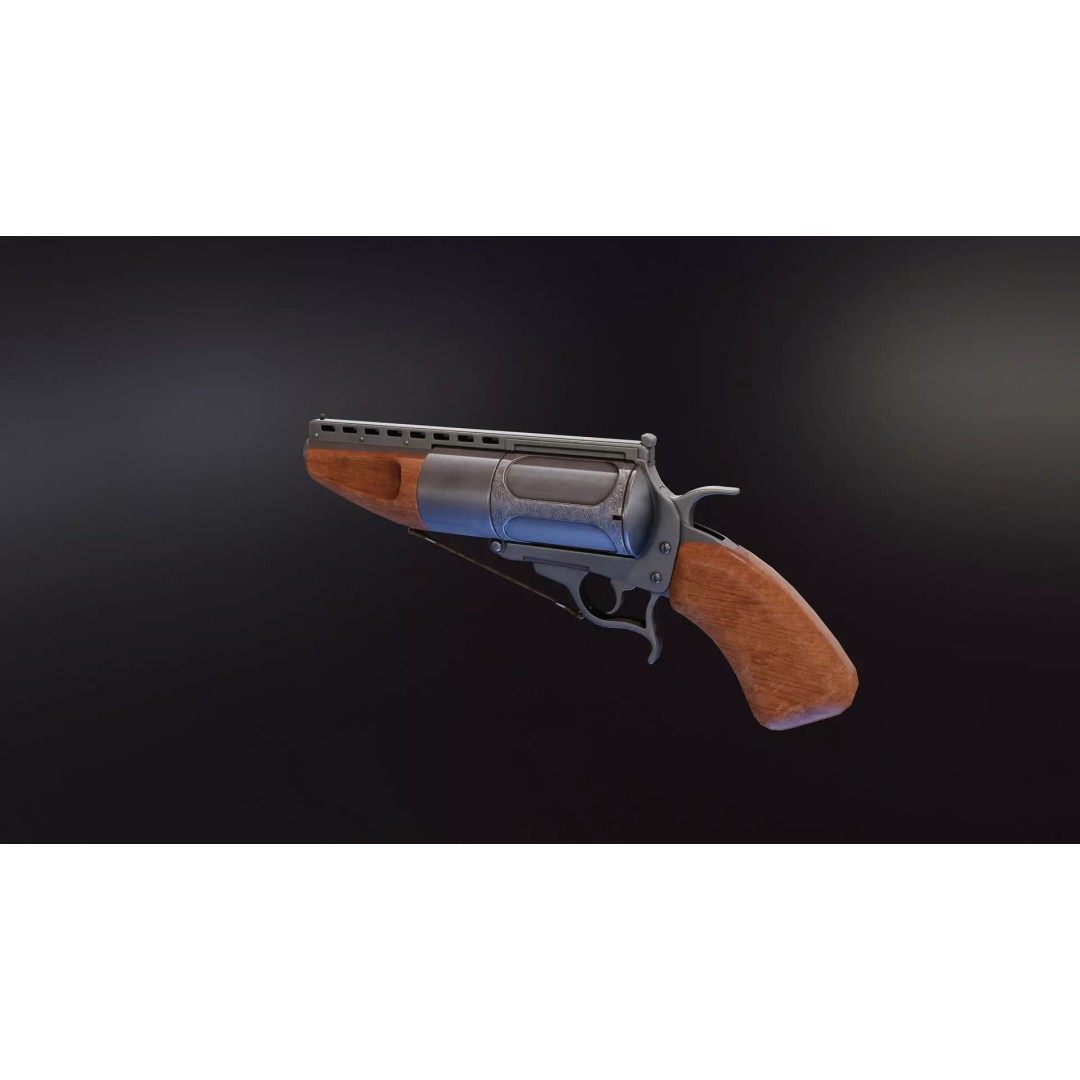 Ghoul Revolver 3D Model – Low Poly Game-Ready Pistol, FBX - View 2