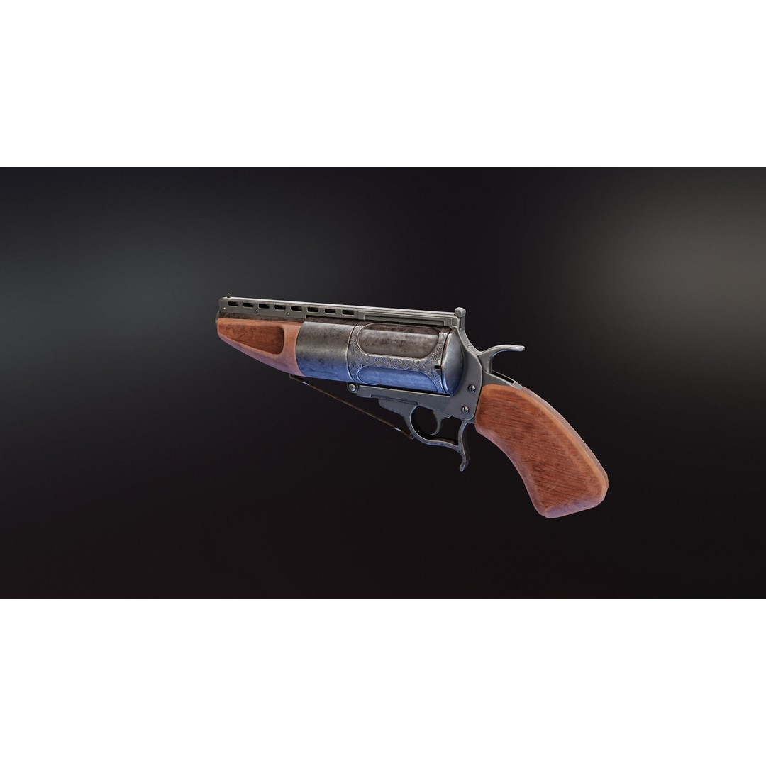 Ghoul Revolver 3D Model – Low Poly Game-Ready Pistol, FBX - View 3
