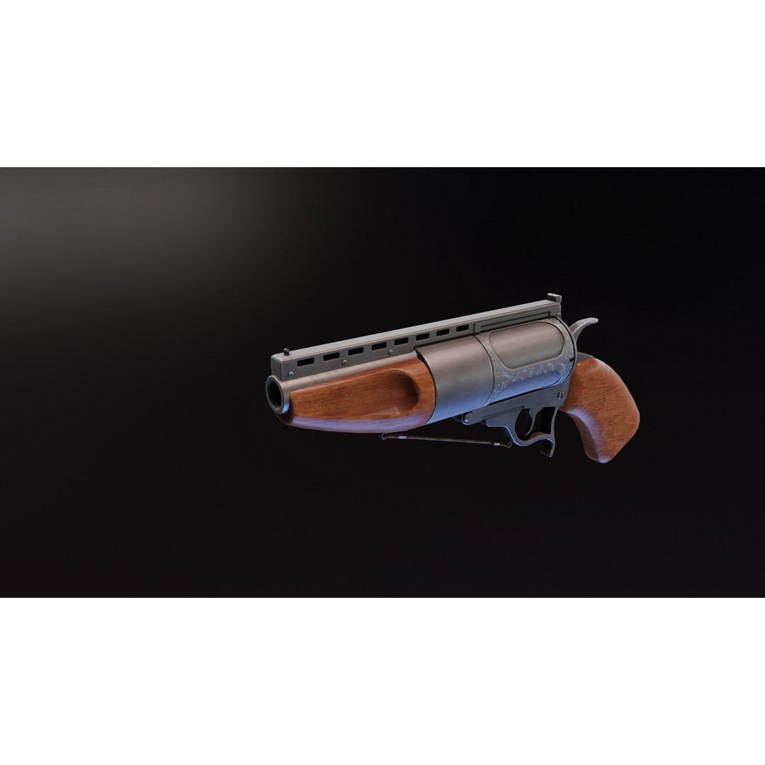 Ghoul Revolver 3D Model – Low Poly Game-Ready Pistol, FBX - View 4