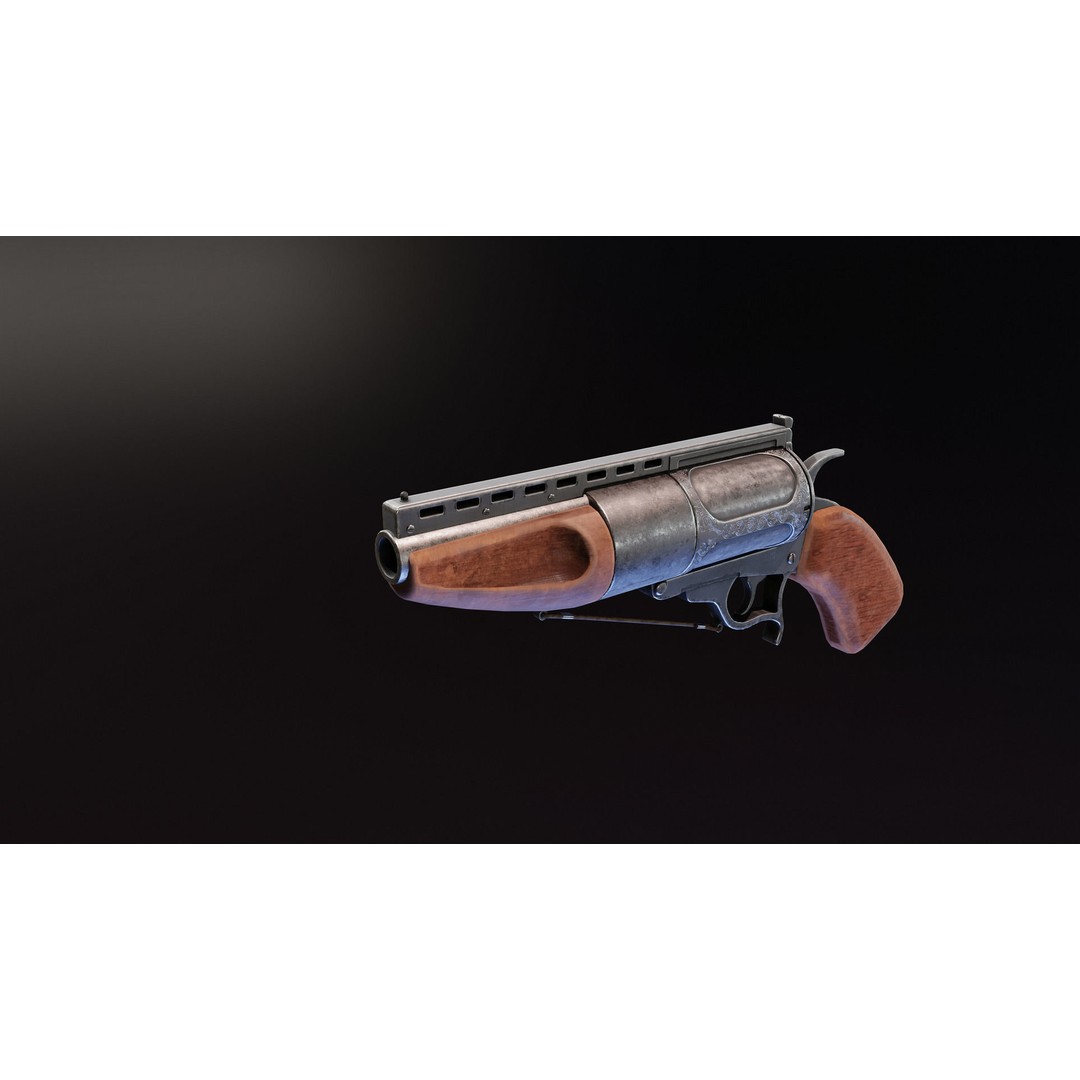 Ghoul Revolver 3D Model – Low Poly Game-Ready Pistol, FBX - View 5