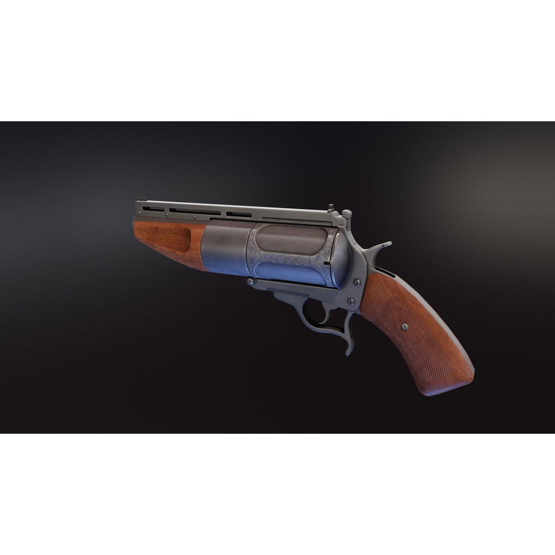 Ghoul Revolver 3D Model – Low Poly Game-Ready Pistol, FBX - View 6