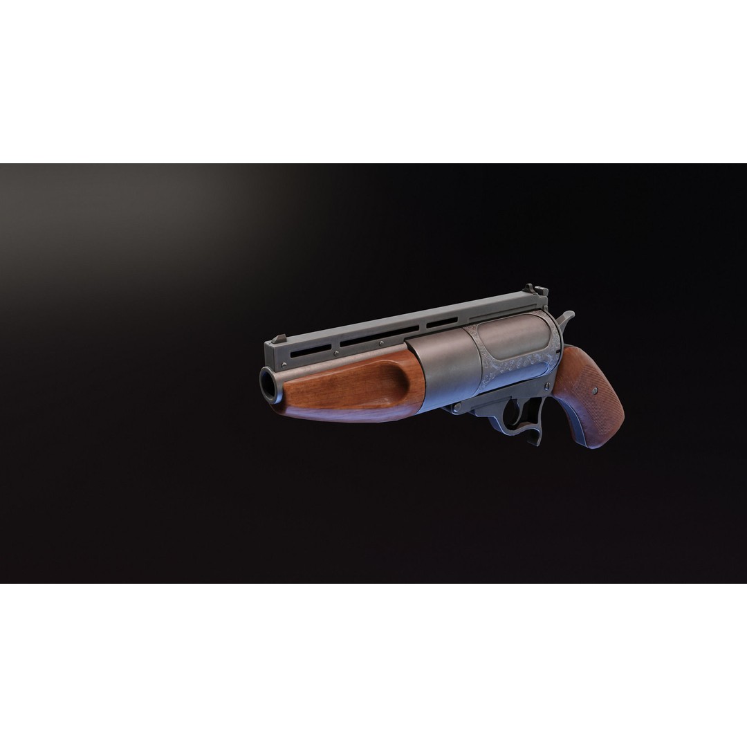 Ghoul Revolver 3D Model – Low Poly Game-Ready Pistol, FBX - View 7