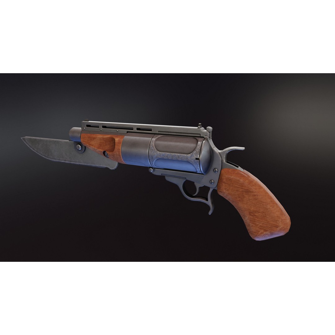 Ghoul Revolver 3D Model – Low Poly Game-Ready Pistol, FBX - View 8