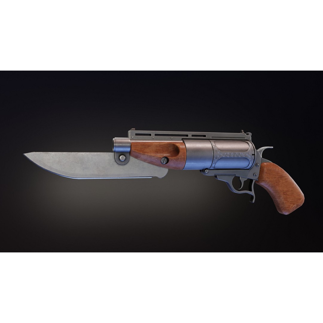 Ghoul Revolver 3D Model – Low Poly Game-Ready Pistol, FBX - View 9