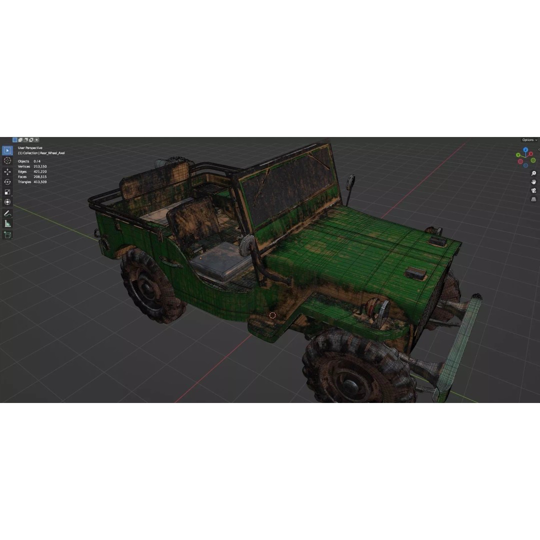 Abandoned Vehicles 3D Model – Low Poly Game Asset Pack, FBX, OBJ