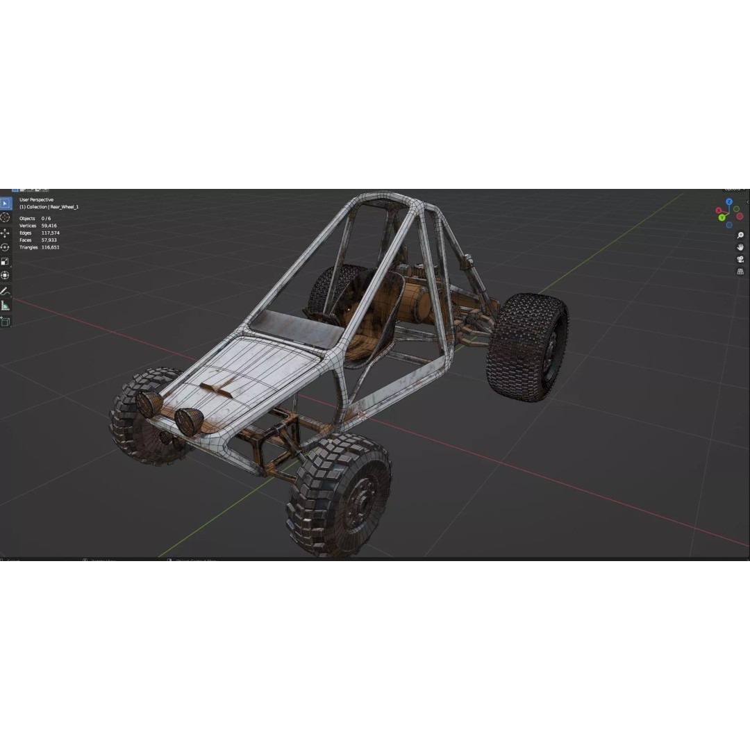 Abandoned Vehicles 3D Model – Low Poly Game Asset Pack, FBX, OBJ - View 34