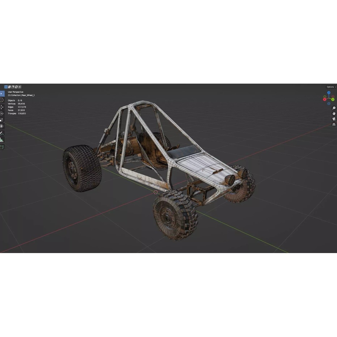 Abandoned Vehicles 3D Model – Low Poly Game Asset Pack, FBX, OBJ - View 40