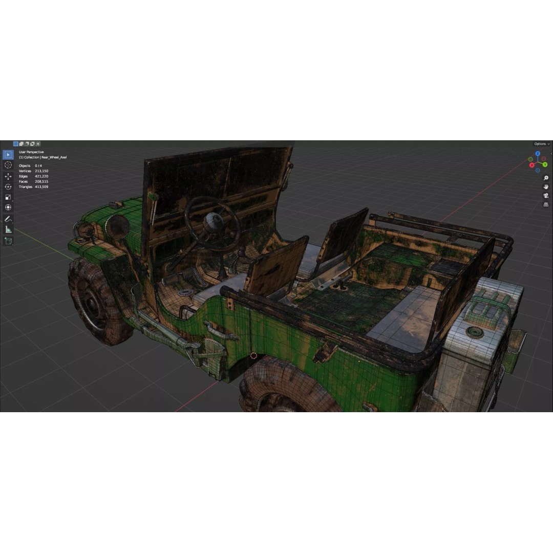 Abandoned Vehicles 3D Model – Low Poly Game Asset Pack, FBX, OBJ - View 58