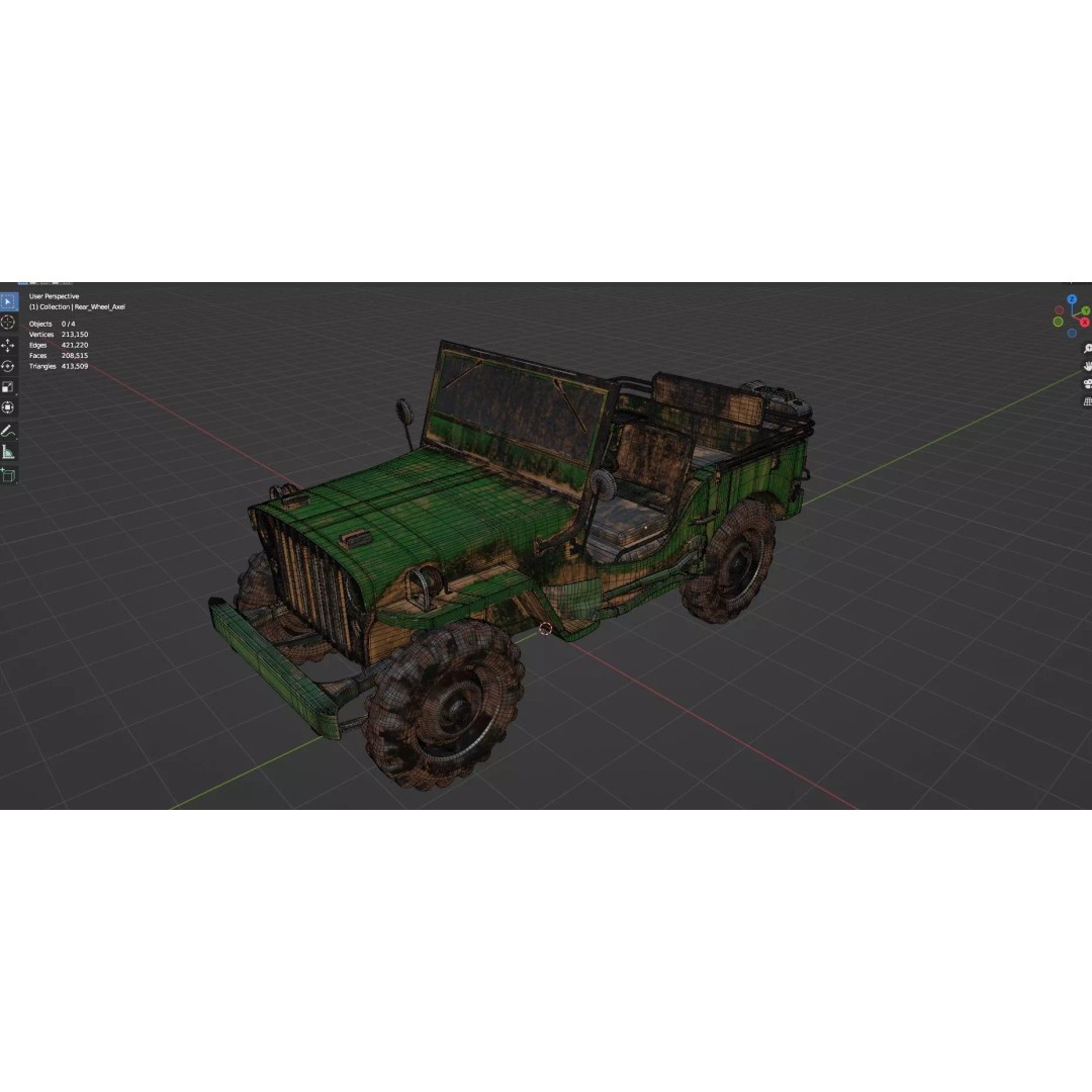 Abandoned Vehicles 3D Model – Low Poly Game Asset Pack, FBX, OBJ - View 60