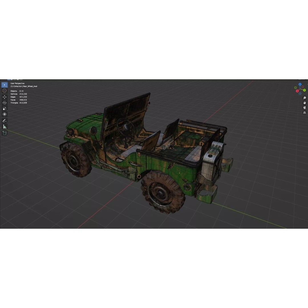 Abandoned Vehicles 3D Model – Low Poly Game Asset Pack, FBX, OBJ - View 61
