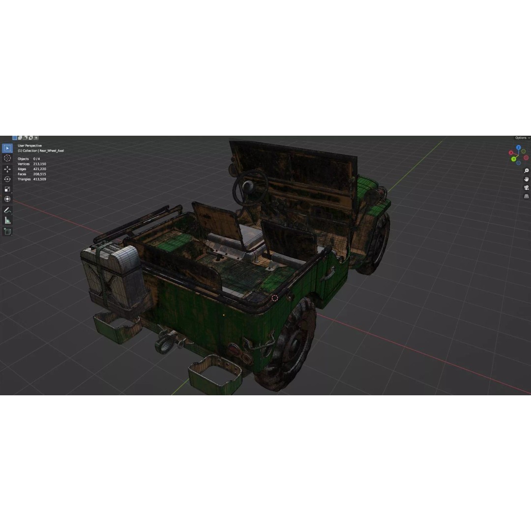 Abandoned Vehicles 3D Model – Low Poly Game Asset Pack, FBX, OBJ - View 62