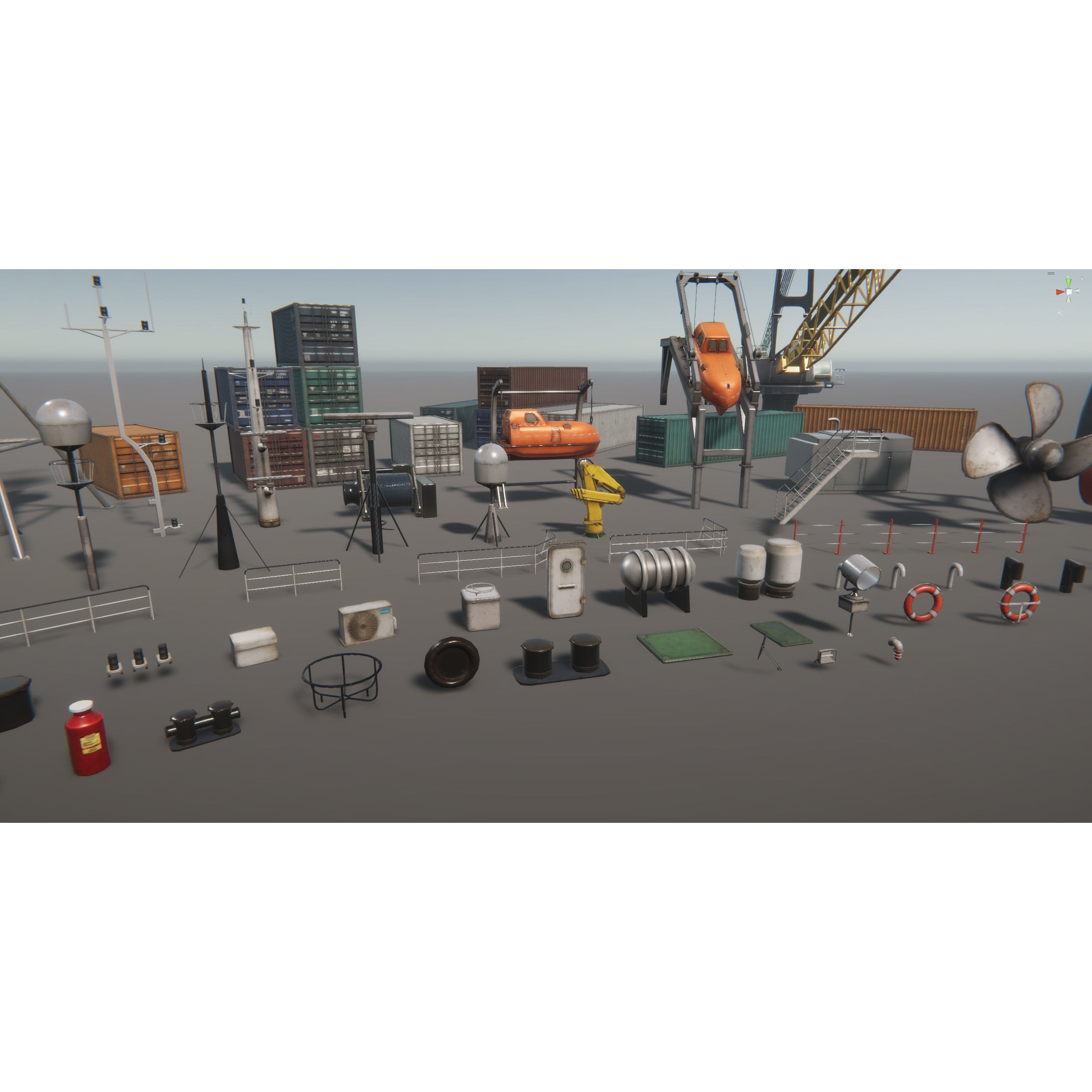Ship Props Pack - Low-Poly Game-Ready 3D Model - View 3