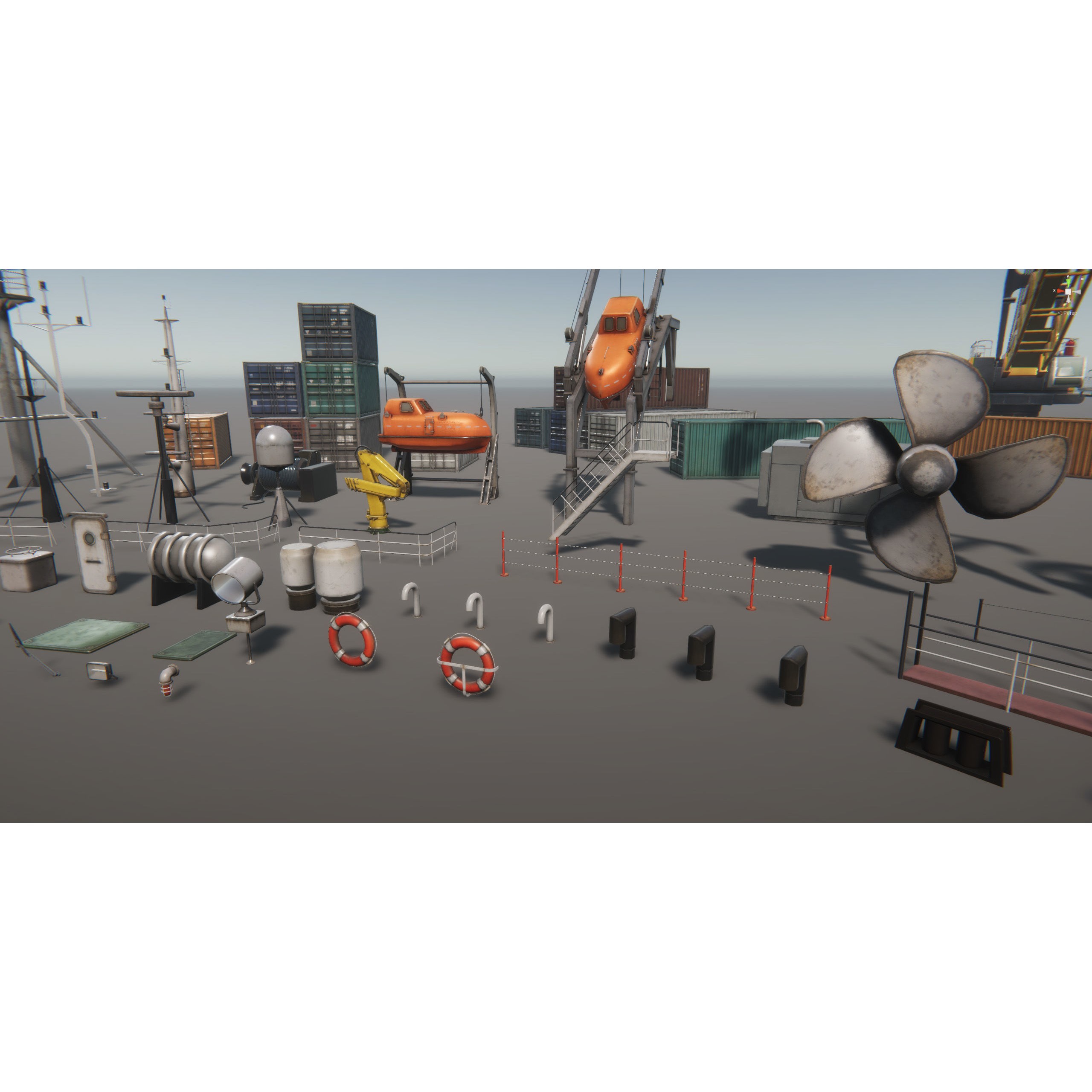 Ship Props Pack - Low-Poly Game-Ready 3D Model - View 4