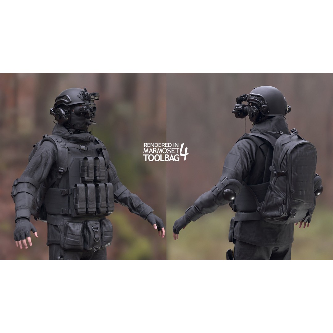 Military Uniform 3D Model – Modular Rigged Character for Unreal Engine - View 10