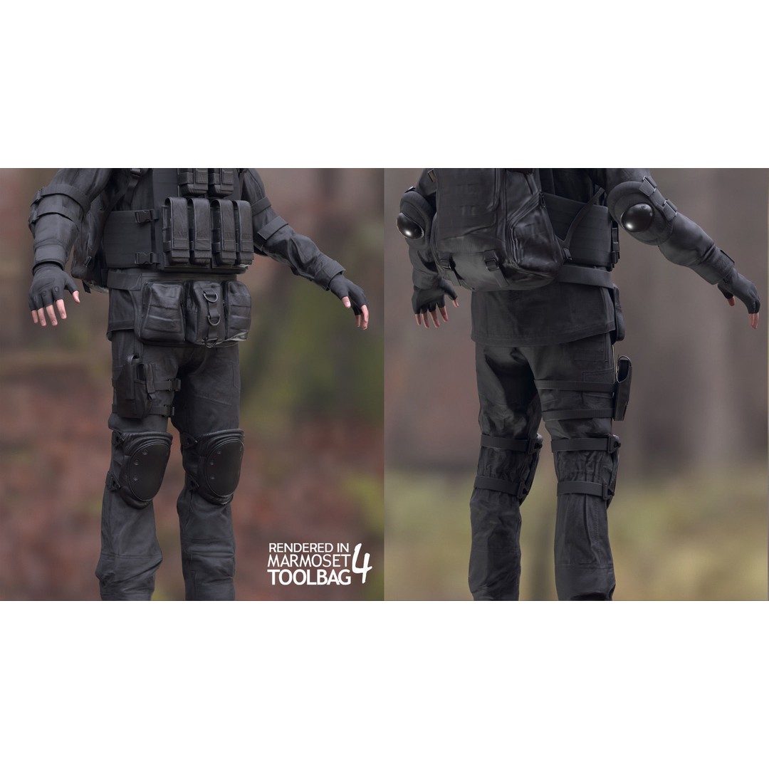 Military Uniform 3D Model – Modular Rigged Character for Unreal Engine - View 11