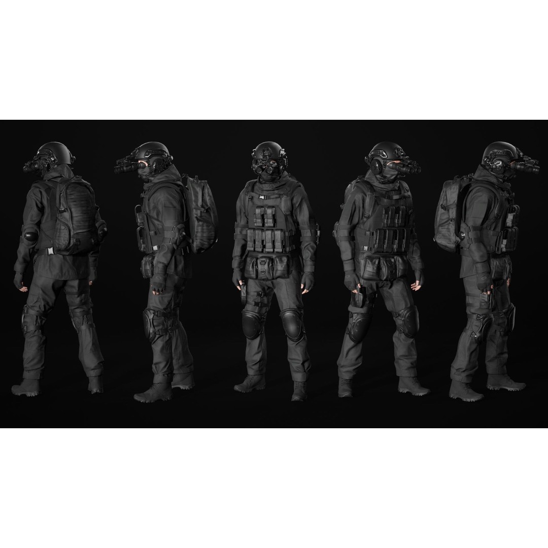 Military Uniform 3D Model – Modular Rigged Character for Unreal Engine - View 20