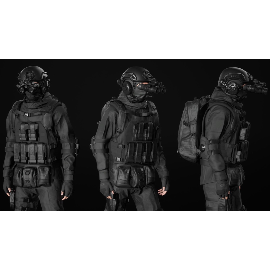 Military Uniform 3D Model – Modular Rigged Character for Unreal Engine - View 21