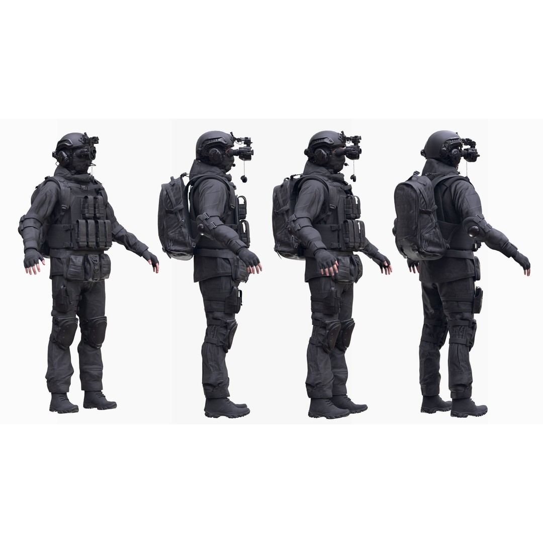 Military Uniform 3D Model – Modular Rigged Character for Unreal Engine - View 4