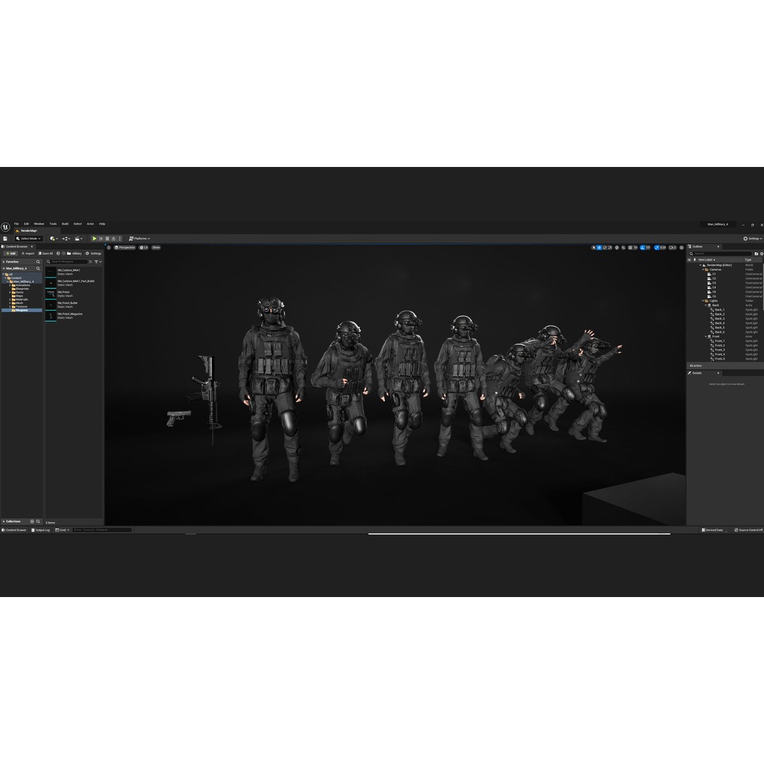 Military Uniform 3D Model – Modular Rigged Character for Unreal Engine - View 6