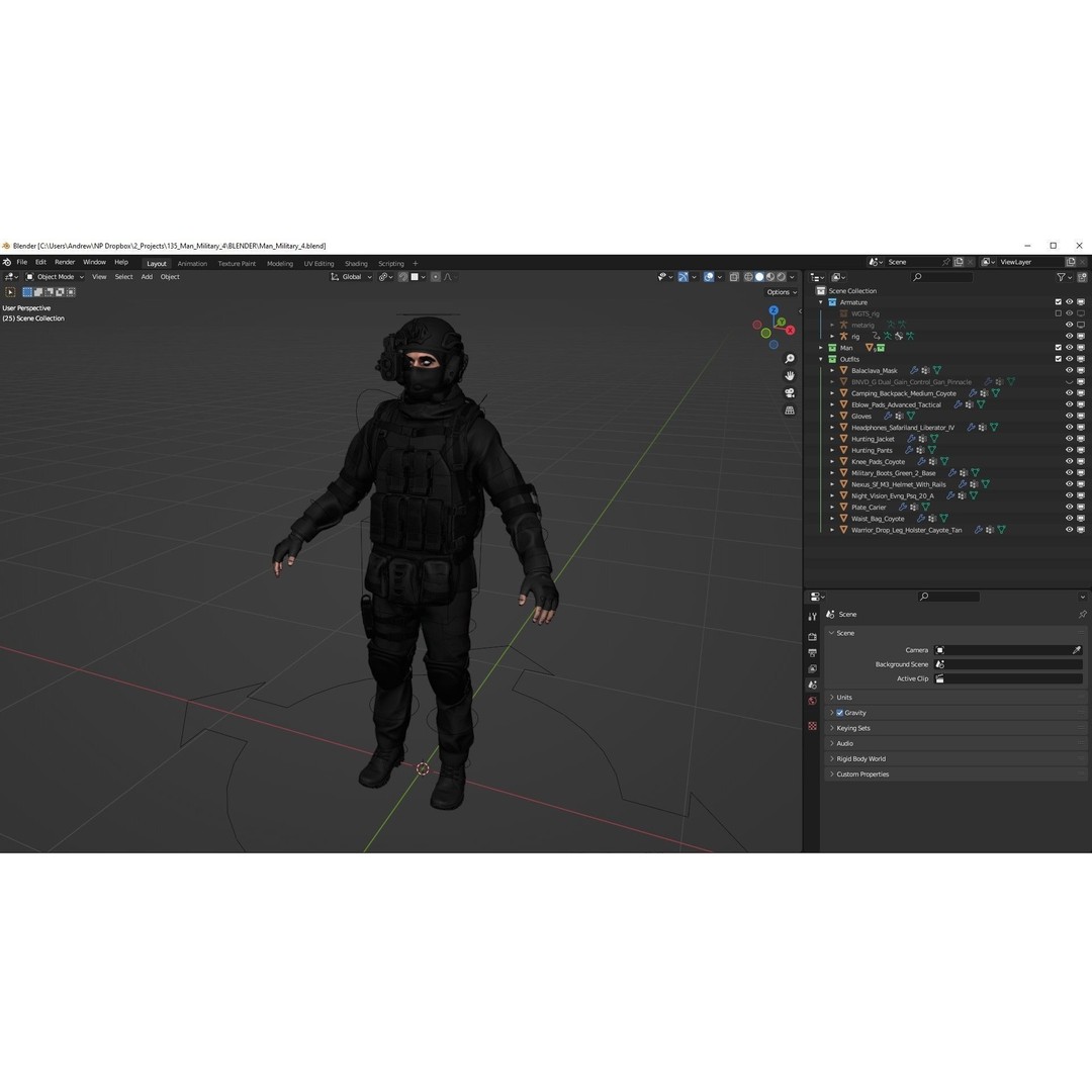 Military Uniform 3D Model – Modular Rigged Character for Unreal Engine - View 7