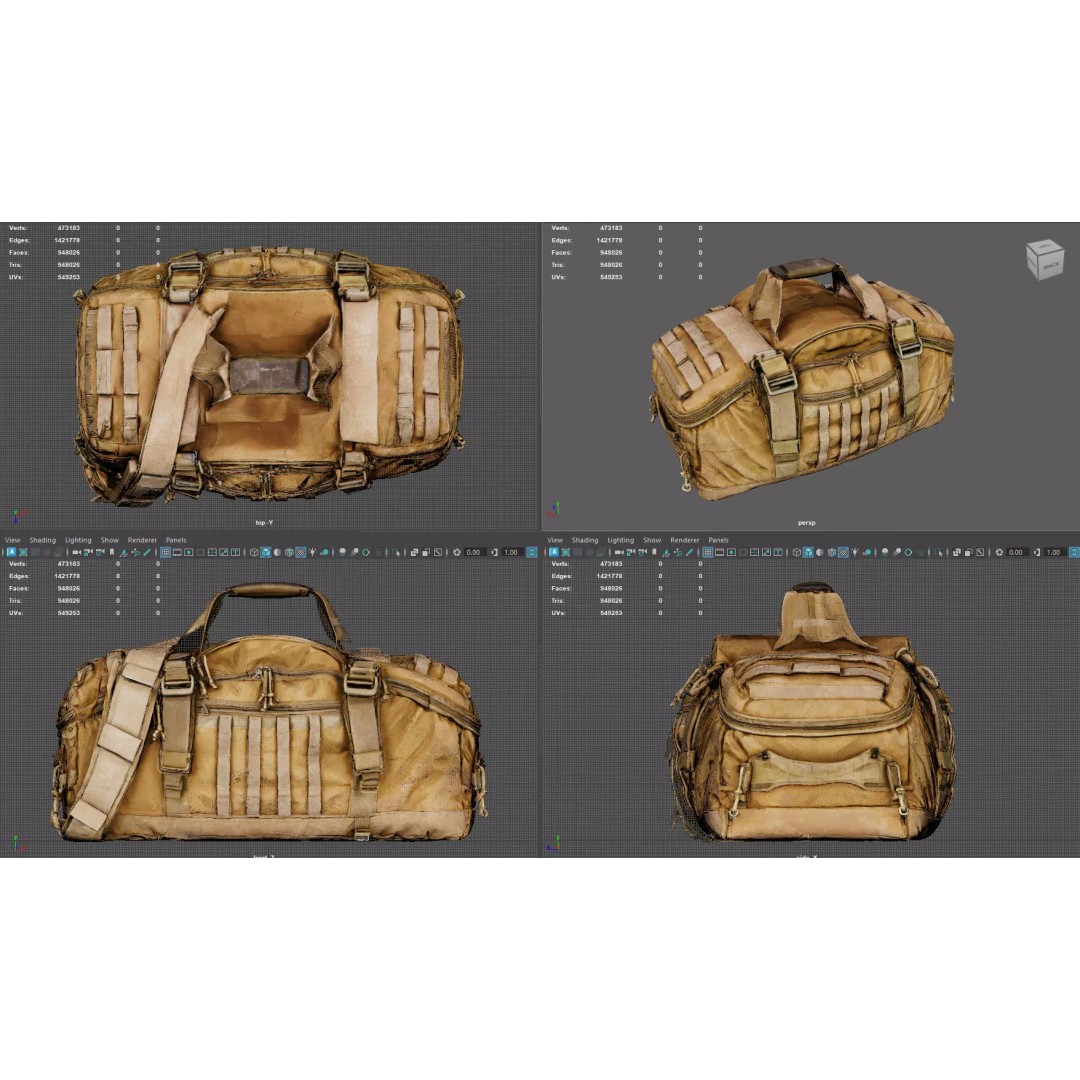 Tactical Gear Bag 3D Model – High Poly Game-Ready Asset, FBX, Blender - View 7