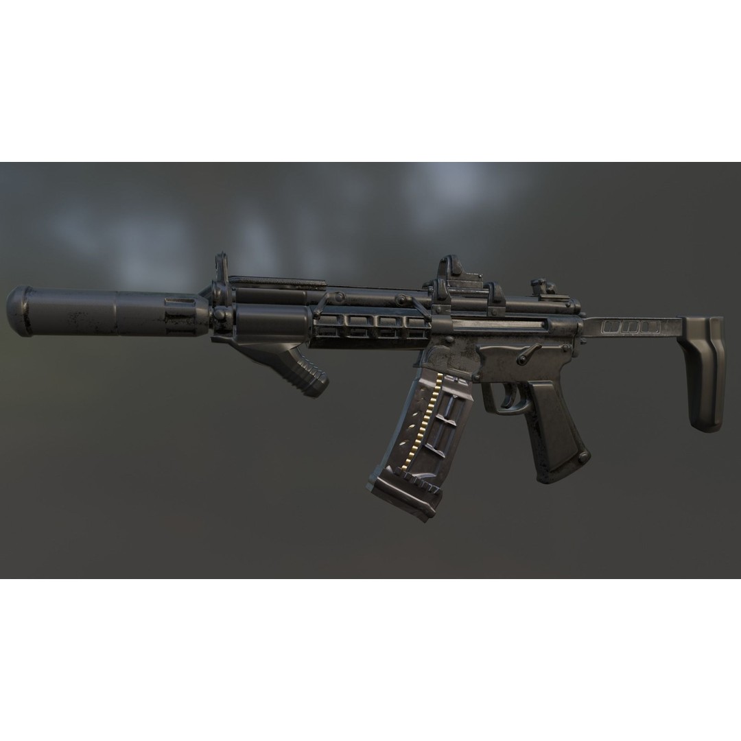 MP5 Gun 3D Model – High Quality Game Asset, FBX, OBJ, Blender - View 4