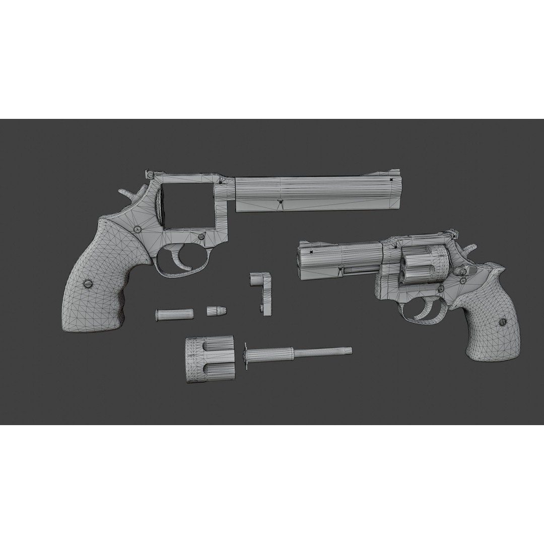 MR73 Revolver 3D Model – Low Poly Game Asset, FBX, PBR Textures