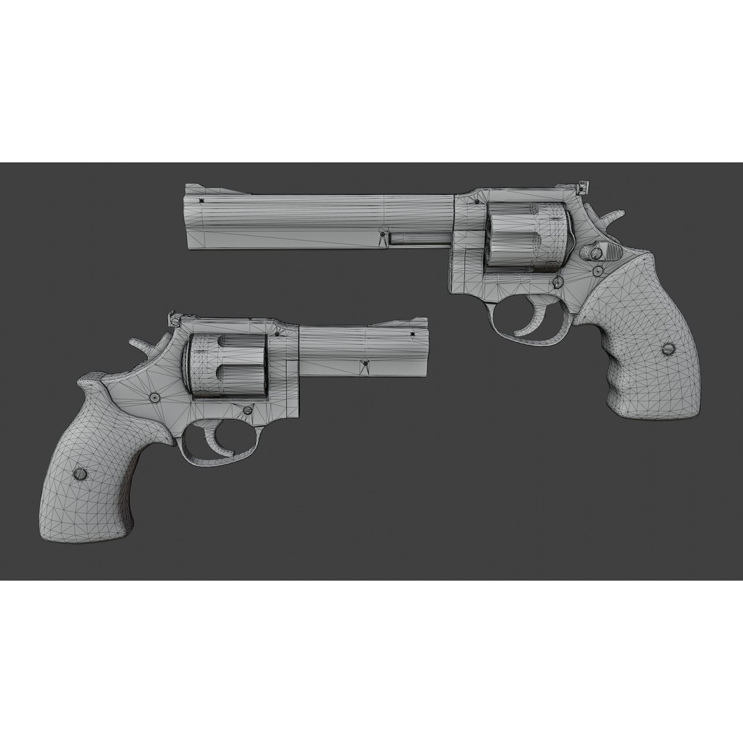 MR73 Revolver 3D Model – Low Poly Game Asset, FBX, PBR Textures - View 11