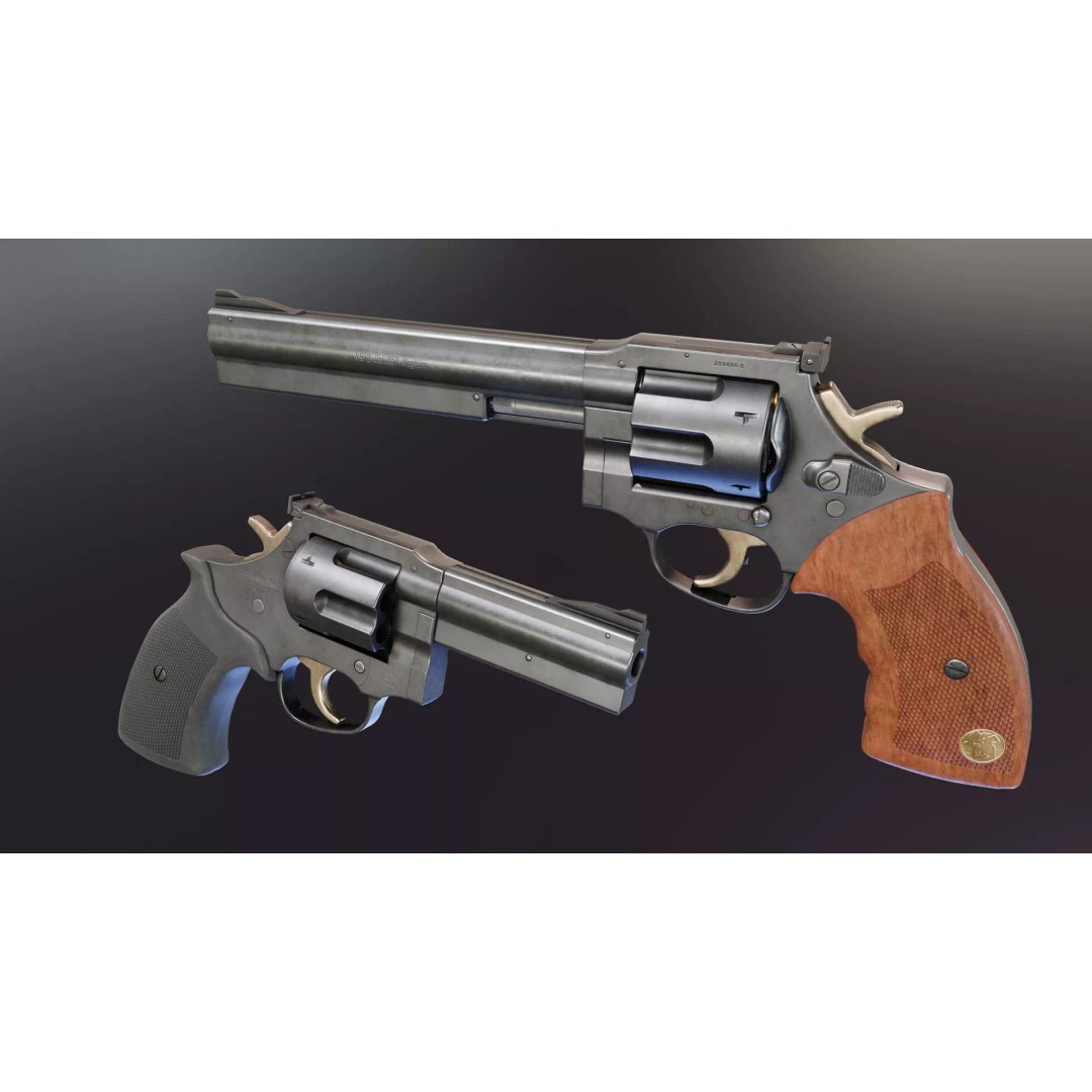 MR73 Revolver 3D Model – Low Poly Game Asset, FBX, PBR Textures - View 2