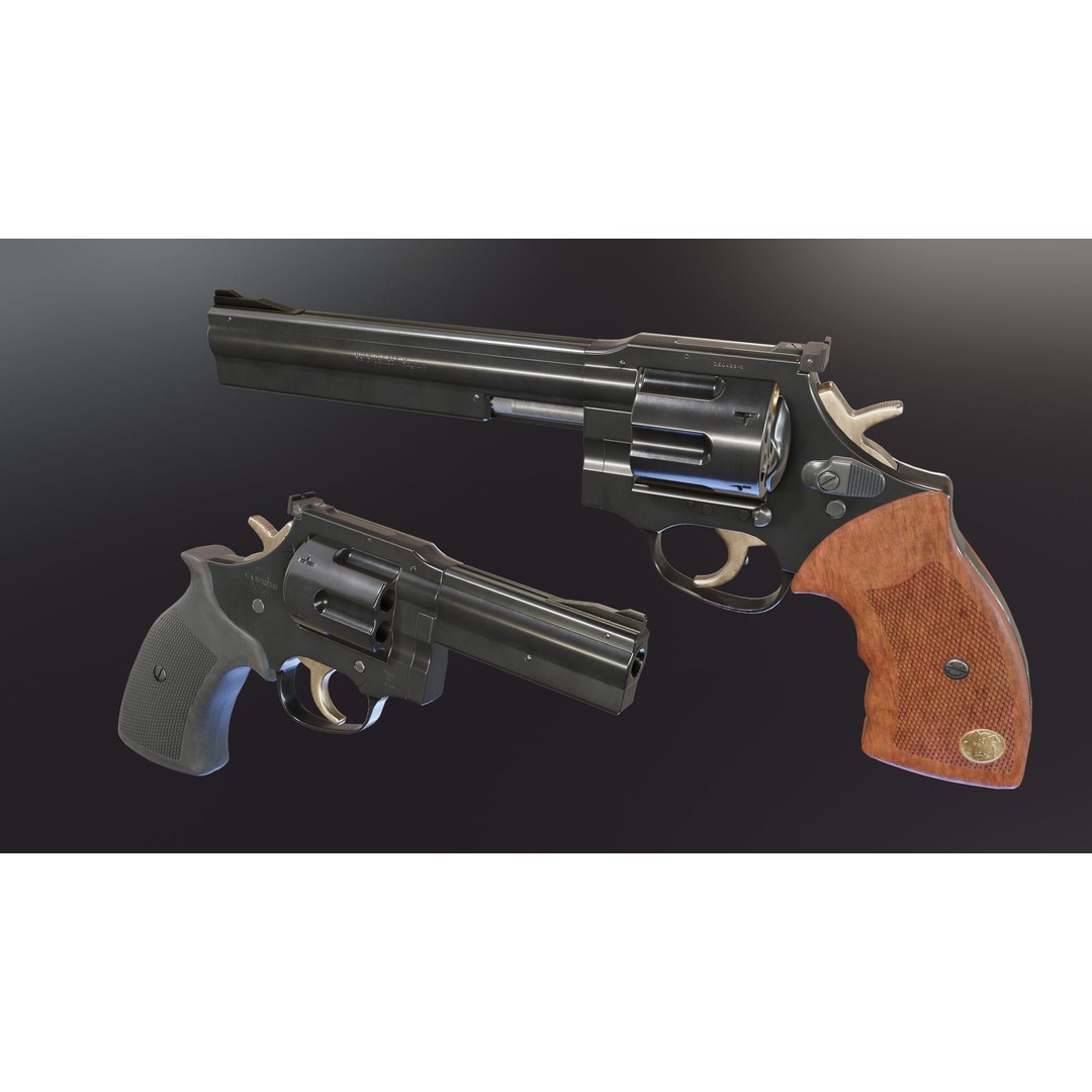MR73 Revolver 3D Model – Low Poly Game Asset, FBX, PBR Textures - View 3