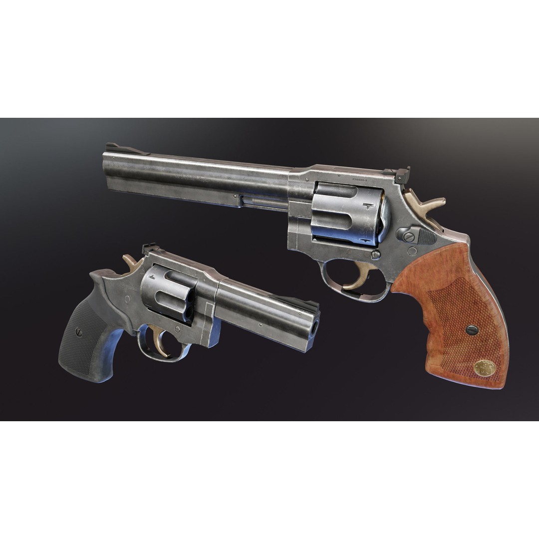 MR73 Revolver 3D Model – Low Poly Game Asset, FBX, PBR Textures - View 4