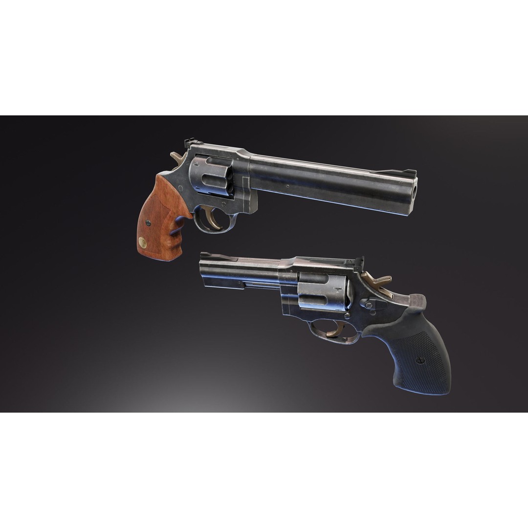 MR73 Revolver 3D Model – Low Poly Game Asset, FBX, PBR Textures - View 5